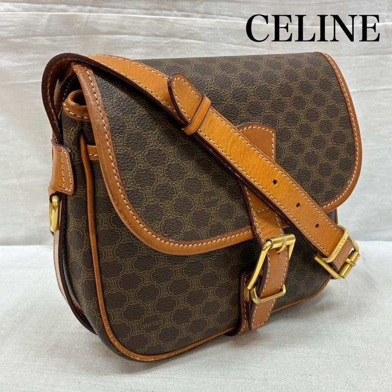 セリーヌ CELINE ショルダーバッグ ショルダーバッグ オールド マカダム PVC キャンバス レザー 斜め掛け クロスボディ ショルダーバッグ ゴールド金具 - レディース USED 古着 中古 50159481
