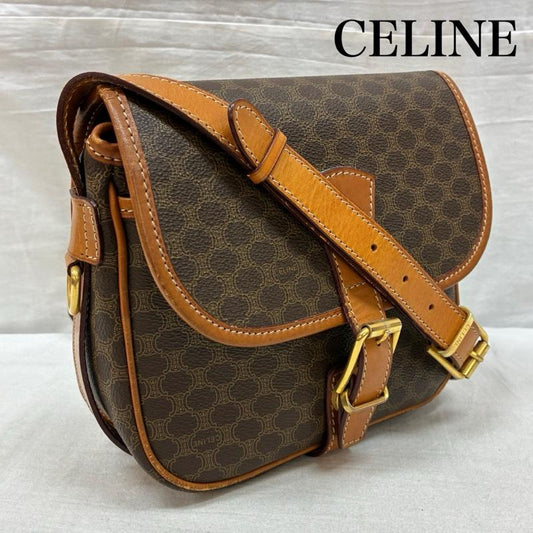 セリーヌ CELINE ショルダーバッグ ショルダーバッグ オールド マカダム PVC キャンバス レザー 斜め掛け クロスボディ ショルダーバッグ ゴールド金具 - レディース USED 古着 中古 50159481
