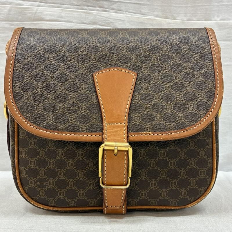 セリーヌ CELINE ショルダーバッグ ショルダーバッグ オールド マカダム PVC キャンバス レザー 斜め掛け クロスボディ ショルダーバッグ ゴールド金具 - レディース USED 古着 中古 50159481