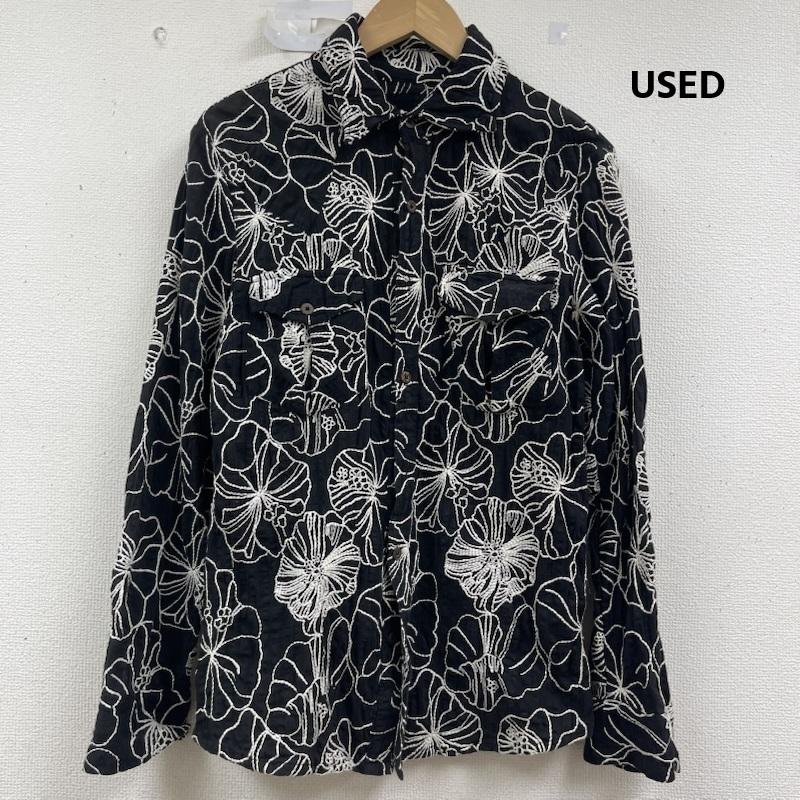 アコースティック ACOUSTIC シャツ、ブラウス 長袖 ハイビスカス 花柄 コットン ワークテイスト カジュアル シャツ XXL 黒 / ブラック / black メンズ USED 古着 中古 50159493