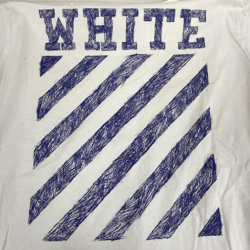 オフホワイト off white Tシャツ 半袖 Caravaggio Pen Tee グラフィック スケッチ ロゴ Tシャツ XS 青 / ブルー / blue メンズ USED 古着 中古 50159494