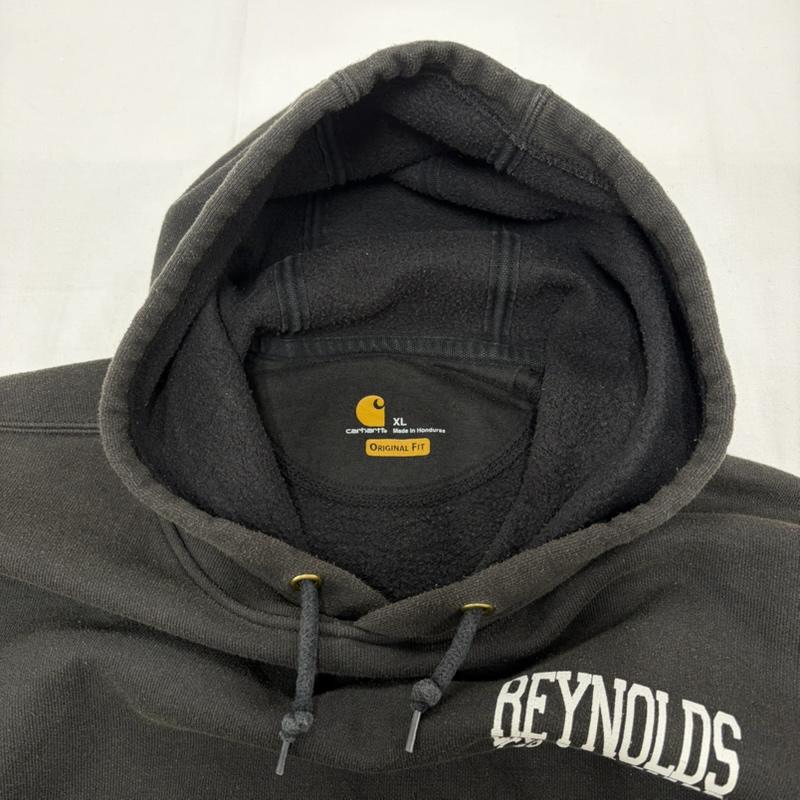 カーハート Carhartt パーカー 長袖 ロゴ プリント フーディー プルオーバー パーカー ORIGINAL FIT スウェット 裏起毛 XL ロゴ、文字 X プリント 黒 / ブラック / black X 白 / ホワイト / white メンズ USED 古着 中古 50159509