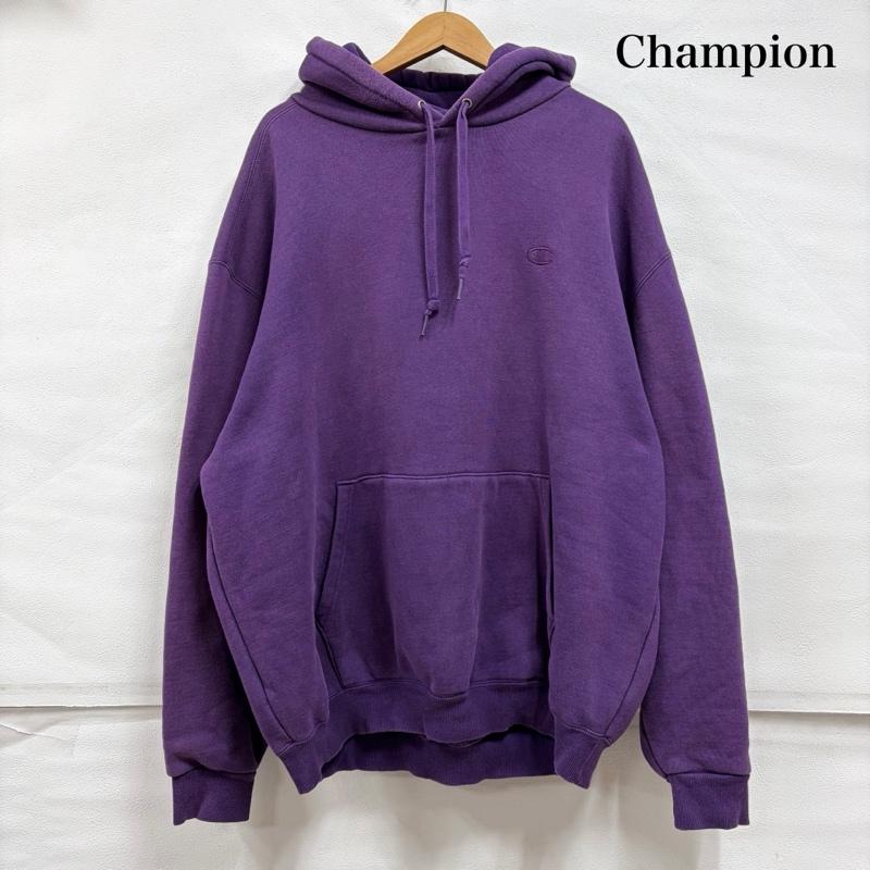 チャンピオン Champion パーカー 長袖 スウェット プルオーバー フーディー パーカー ロゴ 刺繍 USA製 L ワンポイント X ロゴ、文字 X 刺繍 紫 / パープル / purple メンズ USED 古着 中古 50159510