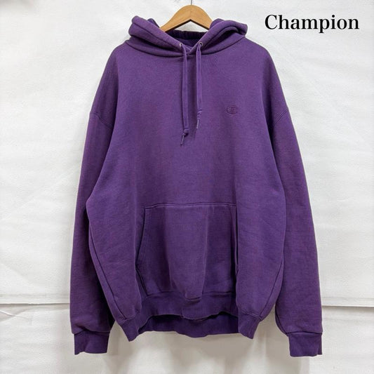 チャンピオン Champion パーカー 長袖 スウェット プルオーバー フーディー パーカー ロゴ 刺繍 USA製 L ワンポイント X ロゴ、文字 X 刺繍 紫 / パープル / purple メンズ USED 古着 中古 50159510