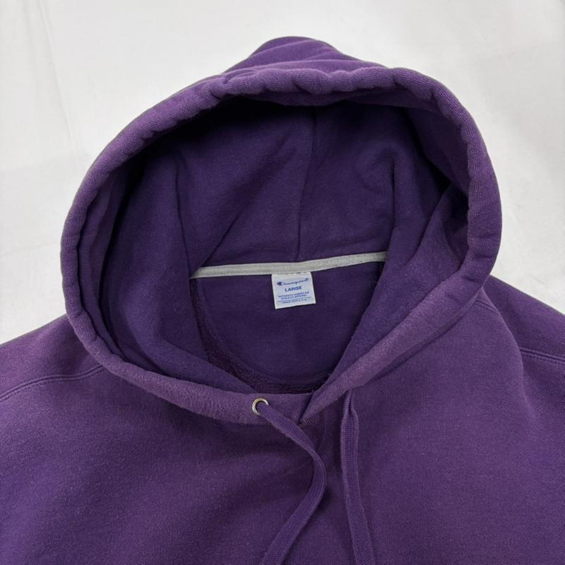 チャンピオン Champion パーカー 長袖 スウェット プルオーバー フーディー パーカー ロゴ 刺繍 USA製 L ワンポイント X ロゴ、文字 X 刺繍 紫 / パープル / purple メンズ USED 古着 中古 50159510