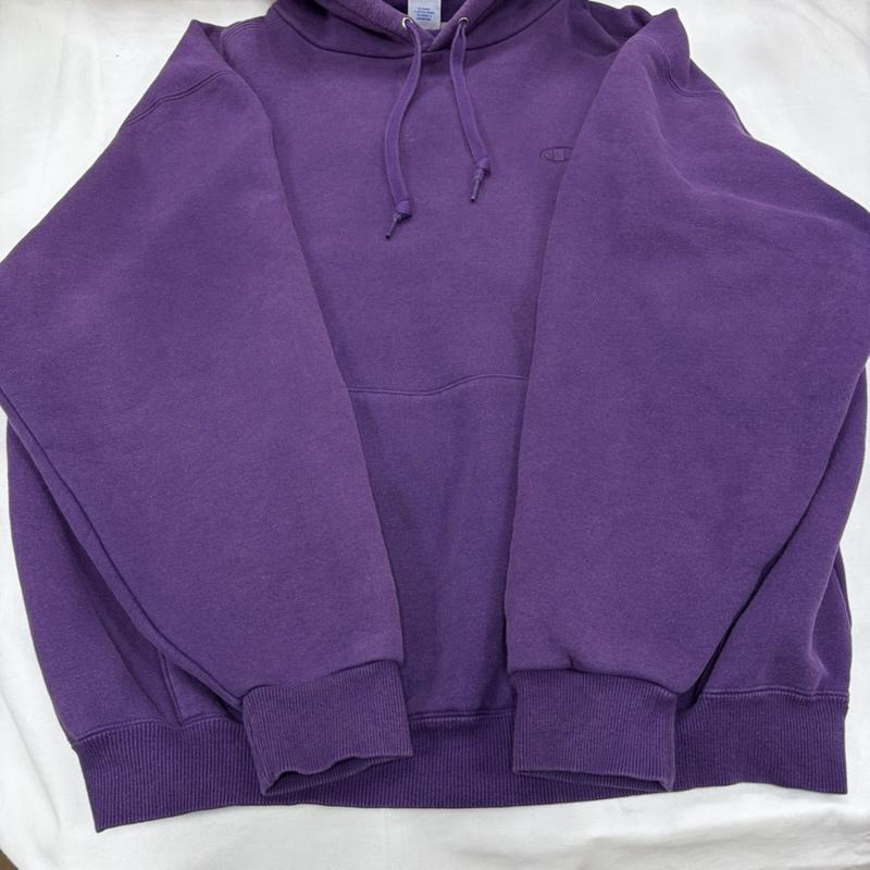 チャンピオン Champion パーカー 長袖 スウェット プルオーバー フーディー パーカー ロゴ 刺繍 USA製 L ワンポイント X ロゴ、文字 X 刺繍 紫 / パープル / purple メンズ USED 古着 中古 50159510