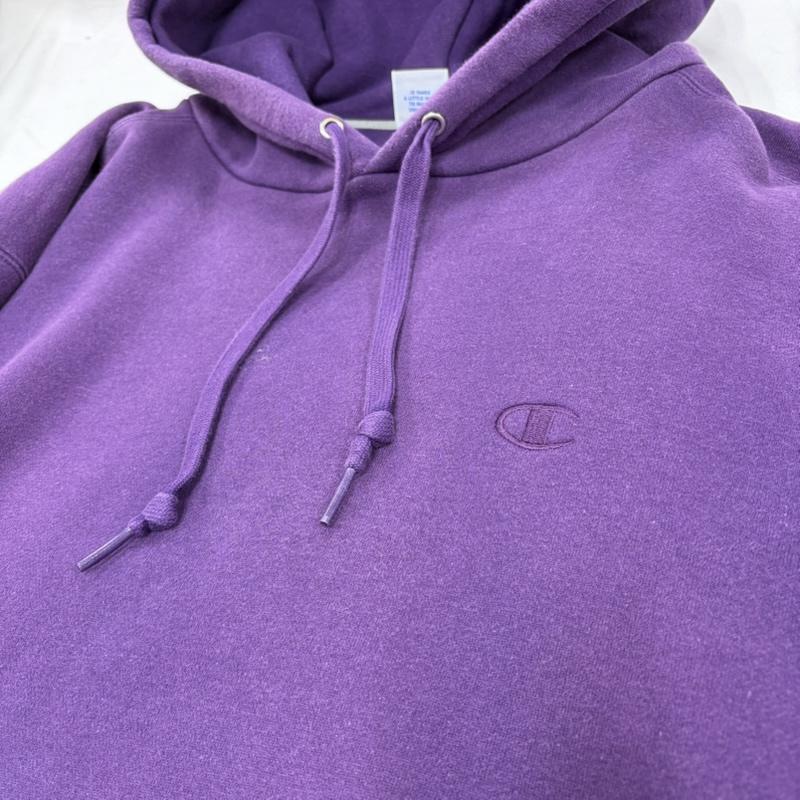 チャンピオン Champion パーカー 長袖 スウェット プルオーバー フーディー パーカー ロゴ 刺繍 USA製 L ワンポイント X ロゴ、文字 X 刺繍 紫 / パープル / purple メンズ USED 古着 中古 50159510