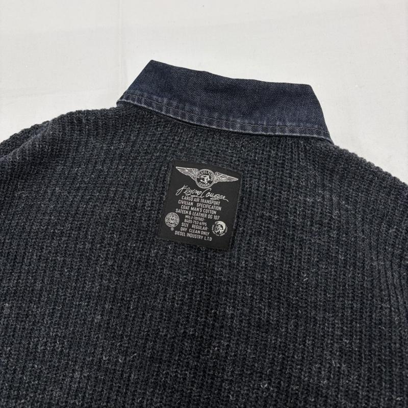 ディーゼル DIESEL ニット、セーター 長袖 デニムカラー ジップアップ ニット ジャケット ドッキング エルボーパッチ M 無地 X ロゴ、文字 X 刺繍 インディゴ / インディゴ / Indigo X ダークグレー / ダークグレー / メンズ USED 古着 中古 50159517