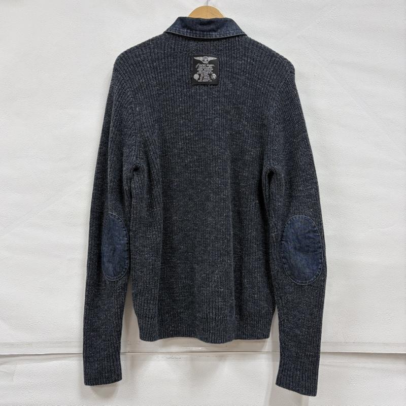 ディーゼル DIESEL ニット、セーター 長袖 デニムカラー ジップアップ ニット ジャケット ドッキング エルボーパッチ M 無地 X ロゴ、文字 X 刺繍 インディゴ / インディゴ / Indigo X ダークグレー / ダークグレー / メンズ USED 古着 中古 50159517