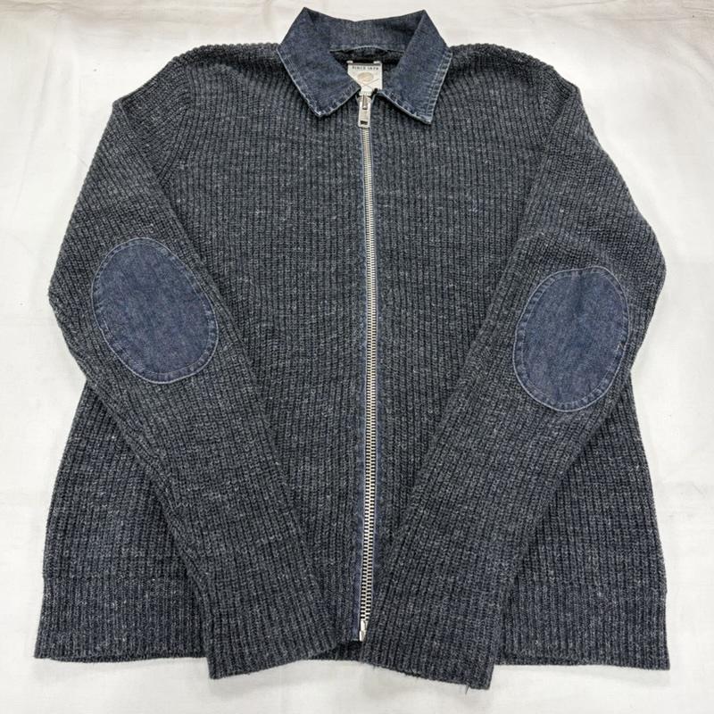 ディーゼル DIESEL ニット、セーター 長袖 デニムカラー ジップアップ ニット ジャケット ドッキング エルボーパッチ M 無地 X ロゴ、文字 X 刺繍 インディゴ / インディゴ / Indigo X ダークグレー / ダークグレー / メンズ USED 古着 中古 50159517