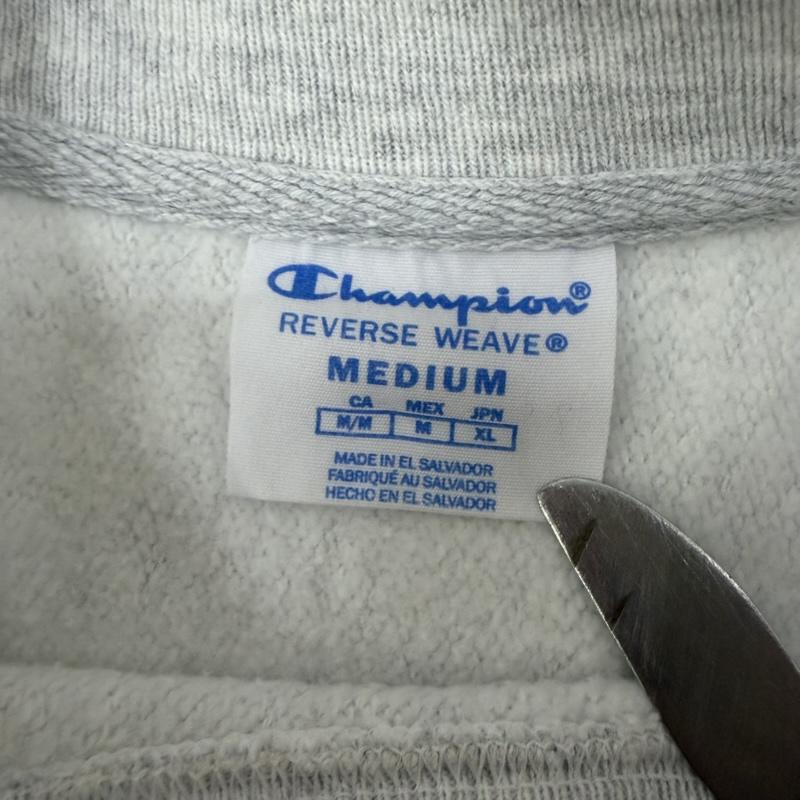 チャンピオン Champion トレーナー 長袖 リバースウィーブ BRIDGER プリントスウェット 霜降りグレー M M ロゴ、文字 X プリント 灰 / グレー / gray メンズ USED 古着 中古 50159519
