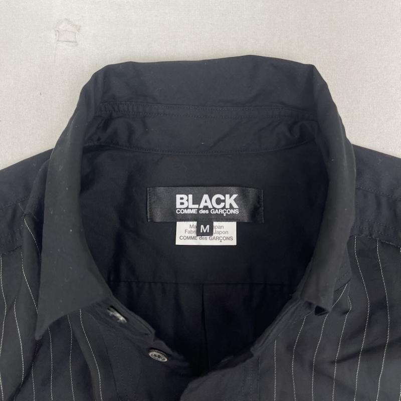 ブラックコムデギャルソン BLACK COMME des GARCONS シャツ、ブラウス 長袖 ストライプ柄 ロング シルエットドレス シャツ AD2021 M 黒 / ブラック / black メンズ USED 古着 中古 50159526