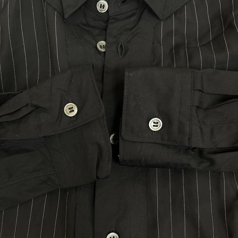 ブラックコムデギャルソン BLACK COMME des GARCONS シャツ、ブラウス 長袖 ストライプ柄 ロング シルエットドレス シャツ AD2021 M 黒 / ブラック / black メンズ USED 古着 中古 50159526
