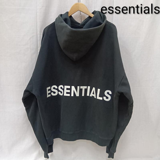エッセンシャルズ ESSENTIALS パーカー 長袖 バックロゴプルオーバーフーディー black L L プリント X ロゴ、文字 黒 / ブラック / black X 白 / ホワイト / white メンズ USED 古着 中古 50159532