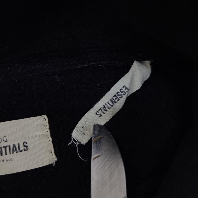 エッセンシャルズ ESSENTIALS パーカー 長袖 バックロゴプルオーバーフーディー black L L プリント X ロゴ、文字 黒 / ブラック / black X 白 / ホワイト / white メンズ USED 古着 中古 50159532