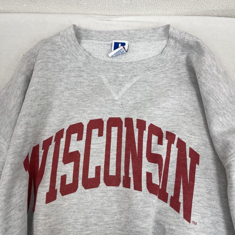 ラッセルアスレティック Russell Athletic トレーナー 長袖 USA製 University of Wisconsin カレッジ ロゴ プリント スウェット XL 灰 / グレー / gray メンズ USED 古着 中古 50159556