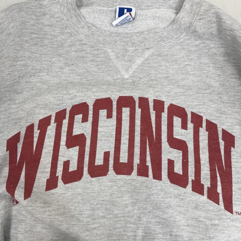ラッセルアスレティック Russell Athletic トレーナー 長袖 USA製 University of Wisconsin カレッジ ロゴ プリント スウェット XL 灰 / グレー / gray メンズ USED 古着 中古 50159556