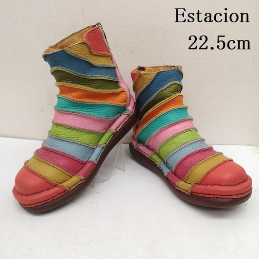 古着 USED ブーツ 一般 estacion エスタシオン マルチカラー ショート ブーツ TG050 サイズS 22.5cm レディース USED 古着 中古 50159557