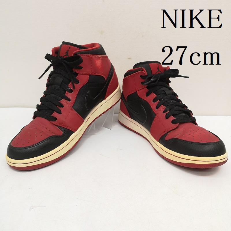 ナイキ NIKE スニーカー スニーカー AIR JORDAN 1 MID Bred エアジョーダン ミッド 554724-005 26.0cm 黒 / ブラック / black X 赤 / レッド / red メンズ USED 古着 中古 50159567