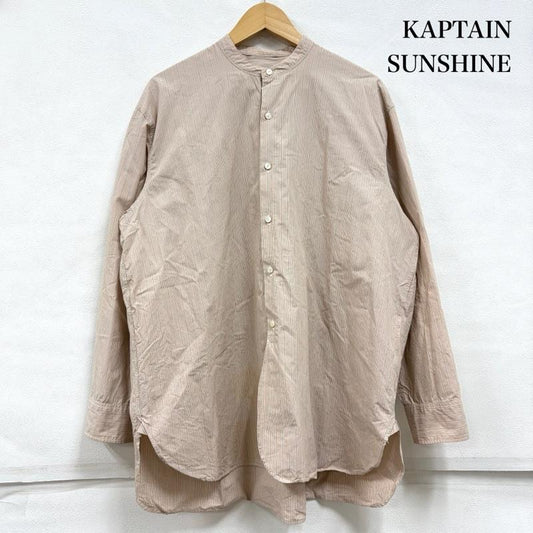 キャプテン サンシャイン Kaptain Sunshine シャツ、ブラウス 長袖 ストライプ バンドカラー シャツ KS9FSH06 38 ストライプ ベージュ / ベージュ / beige メンズ USED 古着 中古 50159584