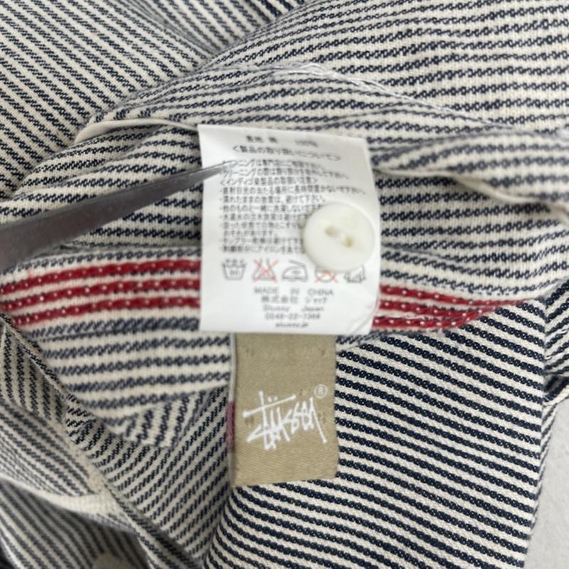 ステューシー STUSSY パーカー 長袖 ヒッコリー ストライプ柄 ロゴ刺繍 ジップアップ フーディ M 灰 / グレー / gray メンズ USED 古着 中古 50159587