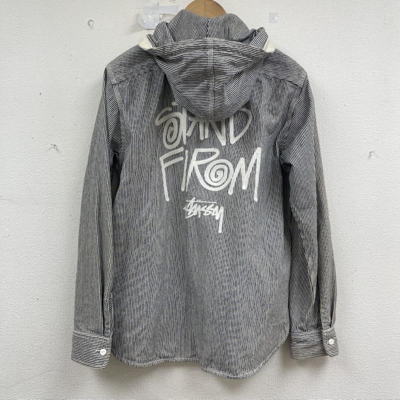 ステューシー STUSSY パーカー 長袖 ヒッコリー ストライプ柄 ロゴ刺繍 ジップアップ フーディ M 灰 / グレー / gray メンズ USED 古着 中古 50159587