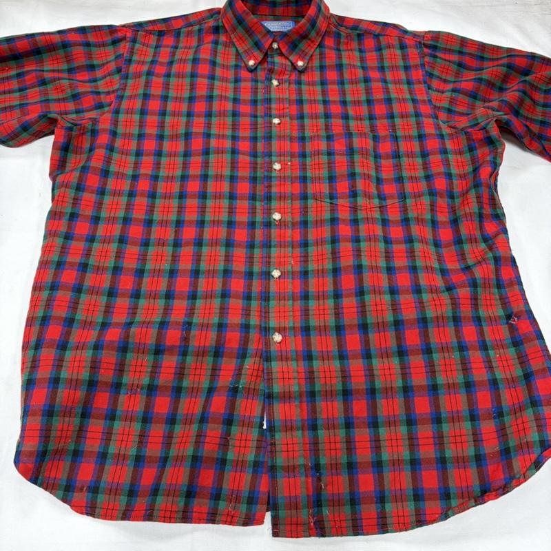 ペンドルトン PENDLETON シャツ、ブラウス 長袖 70s vintage ヴィンテージ USA製 ウール 長袖 チェック シャツ XL チェック 赤 / レッド / red X 青 / ブルー / blue X 緑 / グリーン / green メンズ USED 古着 中古 50159589