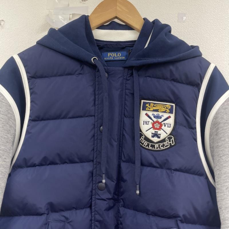 ポロラルフローレン POLO RALPH LAUREN ジャケット、上着 ダウンジャケット ハイブリッド ダウン 紋章 ワッペン ベースボール ジャケット 紺 / ネイビー / navy メンズ USED 古着 中古 50159590