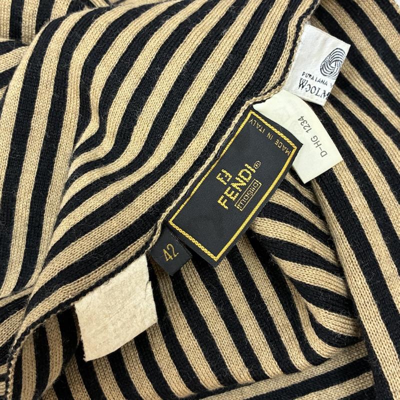 フェンディ FENDI マフラー マフラー オールド ズッカ柄 FFロゴ ストライプ チェッカー ウール マフラー イタリア製 - メンズ USED 古着 中古 50159607