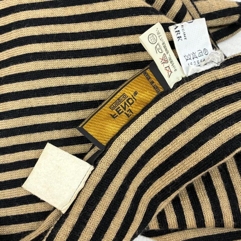 フェンディ FENDI マフラー マフラー オールド ズッカ柄 FFロゴ ストライプ チェッカー ウール マフラー イタリア製 - メンズ USED 古着 中古 50159607