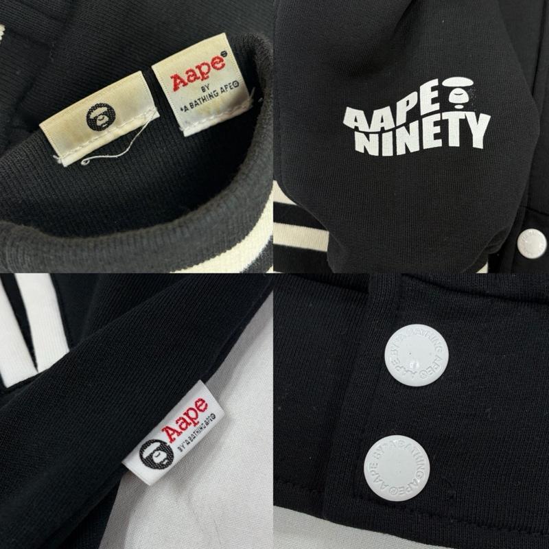 アベイシングエイプ A BATHING APE ジャケット、上着 ジャンパー、ブルゾン 9090 コラボ グラフィック スタジャン ロゴ プリント M プリント X ロゴ、文字 黒 / ブラック / black X 白 / ホワイト / white メンズ USED 古着 中古 50159613