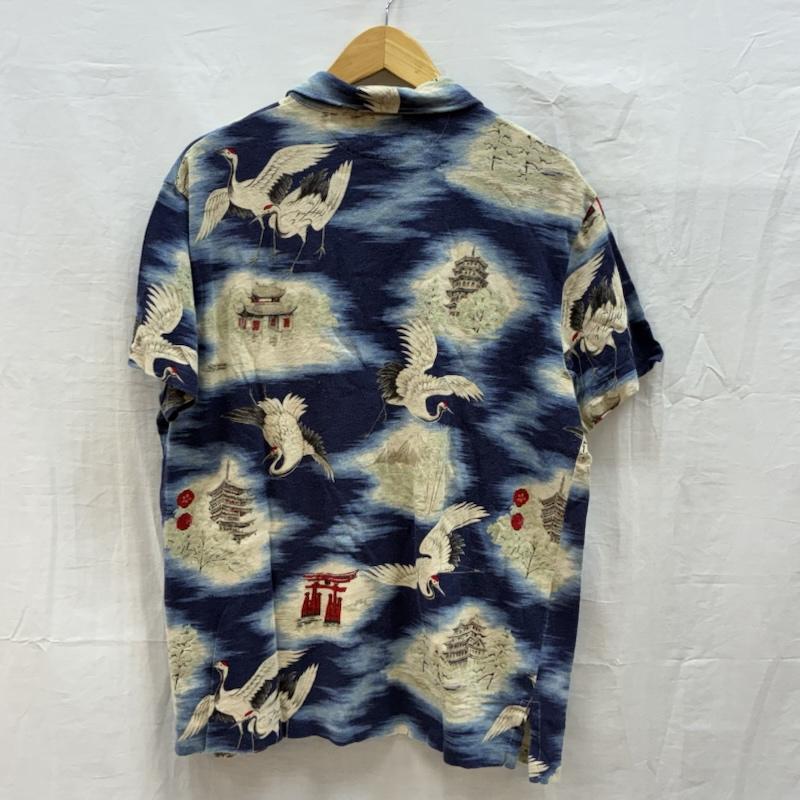 ポロバイラルフローレン Polo by RALPH LAUREN ポロシャツ 半袖 鶴 五重塔 鳥居 和柄 総柄 コットン ポロシャツ L メンズ USED 古着 中古 50159614