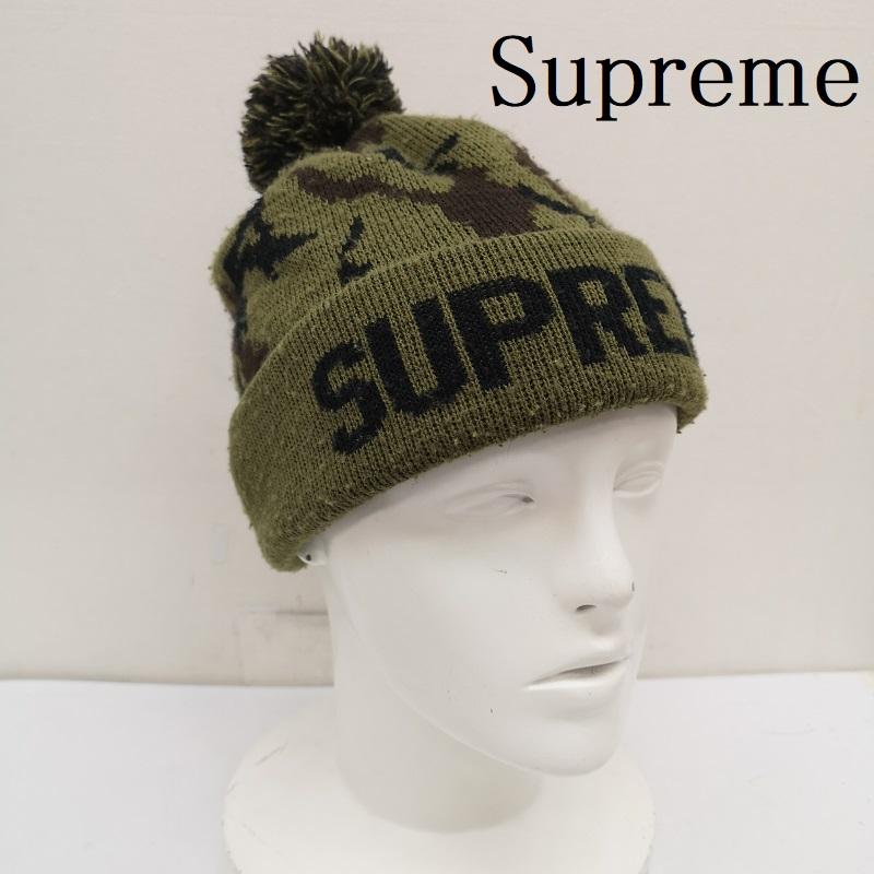 シュプリーム Supreme 帽子 ニット帽 12AW Camo Beanie ウッドランドカモ ボンボン ビーニー - カーキオリーブ / カーキオリーブ / メンズ USED 古着 中古 50159616