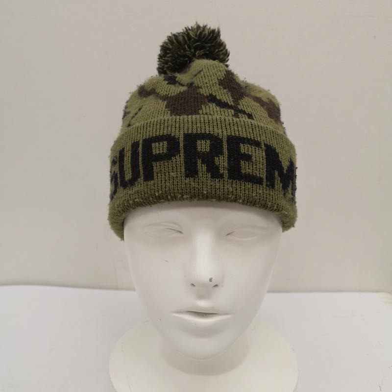 シュプリーム Supreme 帽子 ニット帽 12AW Camo Beanie ウッドランドカモ ボンボン ビーニー - カーキオリーブ / カーキオリーブ / メンズ USED 古着 中古 50159616