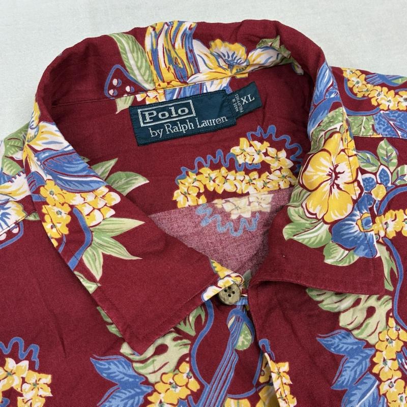 ポロバイラルフローレン Polo by RALPH LAUREN シャツ、ブラウス 半袖 ギター ハイビスカス ハワイアン レーヨン アロハ シャツ XL メンズ USED 古着 中古 50159626
