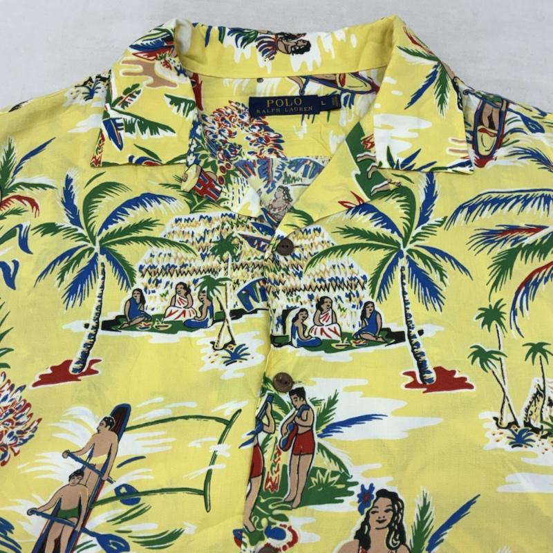 ポロラルフローレン POLO RALPH LAUREN シャツ、ブラウス 半袖 ヤシの木 フラダンス ハワイアン レーヨン アロハシャツ L メンズ USED 古着 中古 50159627