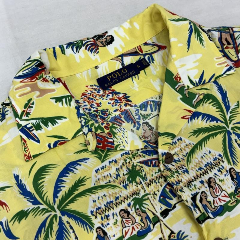 ポロラルフローレン POLO RALPH LAUREN シャツ、ブラウス 半袖 ヤシの木 フラダンス ハワイアン レーヨン アロハシャツ L メンズ USED 古着 中古 50159627