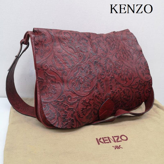 ケンゾー KENZO メッセンジャーバッグ メッセンジャーバッグ 00s レザー メッセンジャー バッグ 型押し 花柄 ボタニカル - 赤 / レッド / red レディース USED 古着 中古 50159671