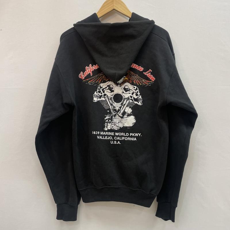 ヴィンテージ VINTAGE パーカー 長袖 80s California Performance Iron パーカー イーグル スカル ファイヤー M 黒 / ブラック / black メンズ USED 古着 中古 50159679