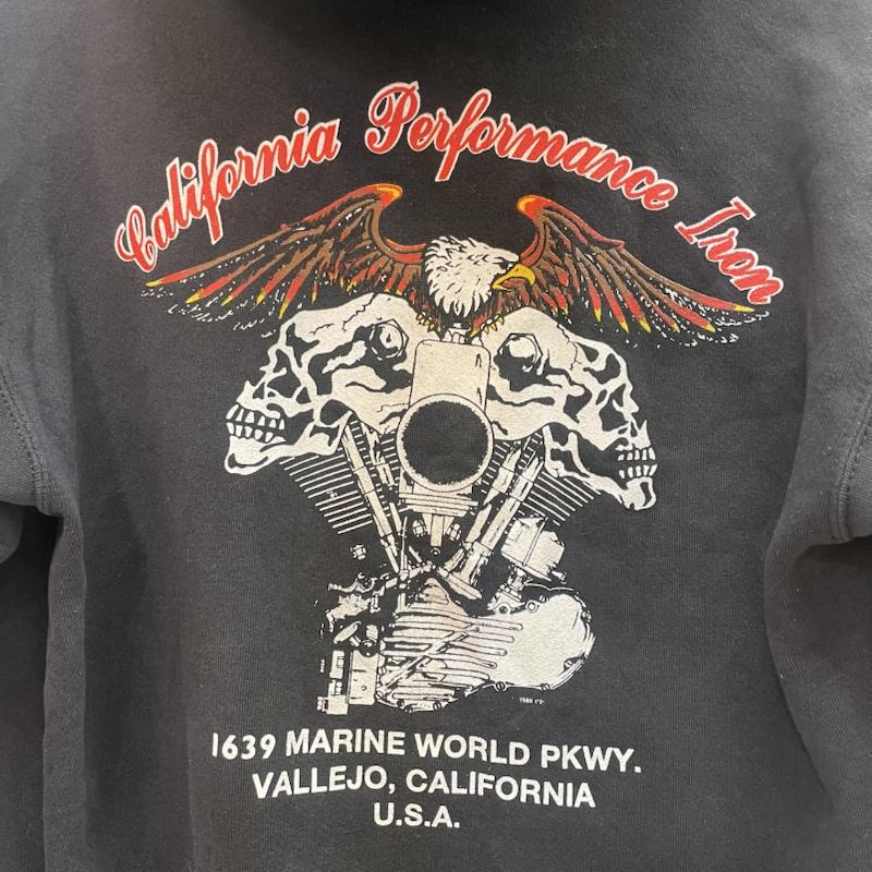 ヴィンテージ VINTAGE パーカー 長袖 80s California Performance Iron パーカー イーグル スカル ファイヤー M 黒 / ブラック / black メンズ USED 古着 中古 50159679