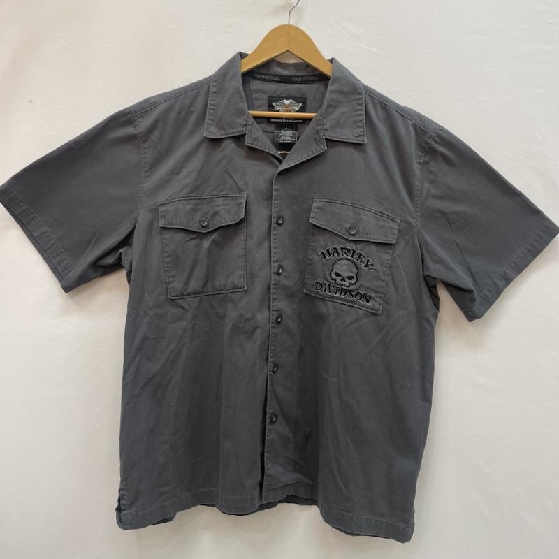 ハーレーダビッドソン Harley-Davidson シャツ、ブラウス 半袖 10s スカル 半袖 ワークシャツ XL 灰 / グレー / gray メンズ USED 古着 中古 50159681