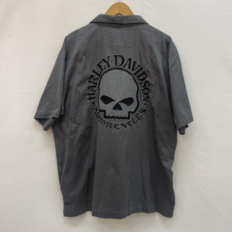 ハーレーダビッドソン Harley-Davidson シャツ、ブラウス 半袖 10s スカル 半袖 ワークシャツ XL 灰 / グレー / gray メンズ USED 古着 中古 50159681