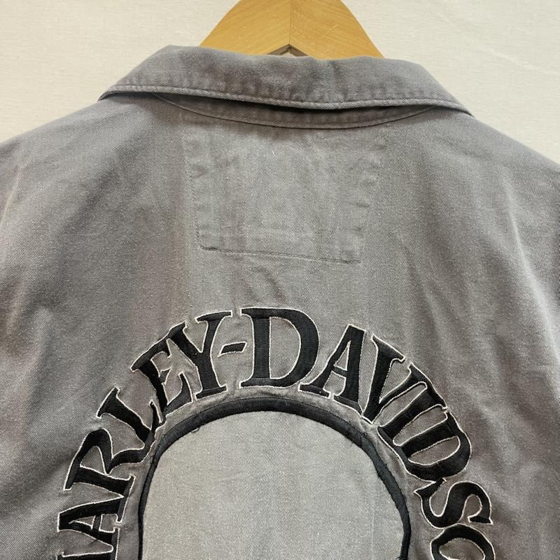 ハーレーダビッドソン Harley-Davidson シャツ、ブラウス 半袖 10s スカル 半袖 ワークシャツ XL 灰 / グレー / gray メンズ USED 古着 中古 50159681