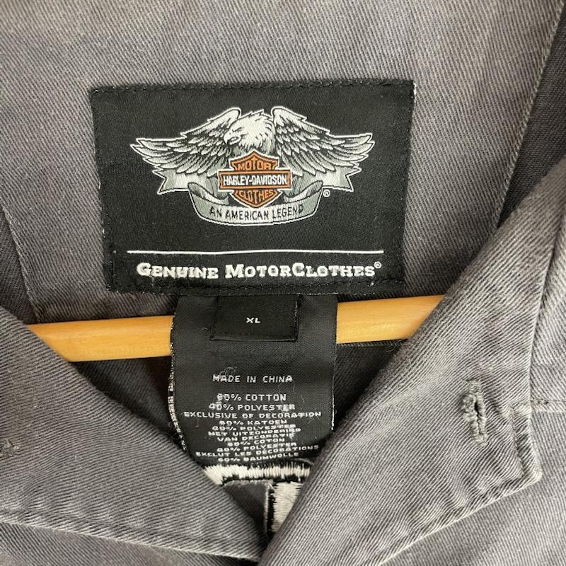 ハーレーダビッドソン Harley-Davidson シャツ、ブラウス 半袖 10s スカル 半袖 ワークシャツ XL 灰 / グレー / gray メンズ USED 古着 中古 50159681