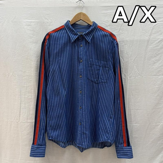 アルマーニエクスチェンジ ARMANI EXCHANGE シャツ、ブラウス 長袖 A/X スリーブライン ストライプ 長袖 シャツ L ストライプ メンズ USED 古着 中古 50159699