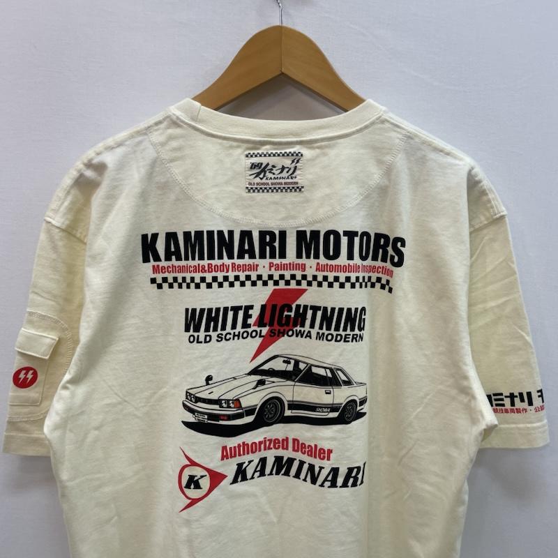カミナリ KAMINARI Tシャツ 半袖 カミナリモータース Tシャツ 旧車 エフ商会 XL 無地 X プリント オフホワイト / オフホワイト / メンズ USED 古着 中古 50159704
