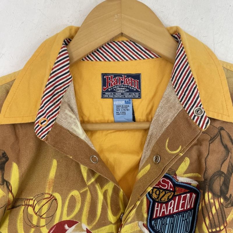 プラチナムフブ PLATINUMFUBU シャツ、ブラウス 半袖 90s 00s ハーレム・グローブトロッターズ ビンテージ シャツ L プリント X キャラクター マスタード / マスタード / メンズ USED 古着 中古 50159706