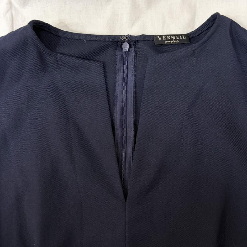 ヴェルメイユ パー イエナ VERMEIL par iena ワンピース ロングスカート ツイル ウエスト シェイプ パフスリーブ ワンピース navy 38 19-040-938-1100 38 無地 紺 / ネイビー / navy レディース USED 古着 中古 50159715