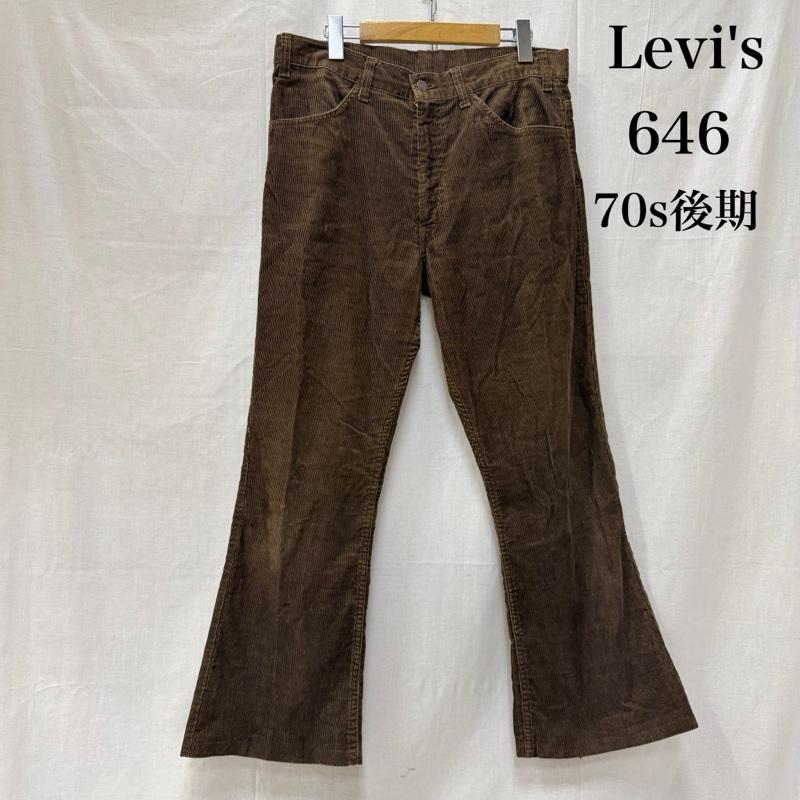 リーバイス Levi s ボトムス ボトムス 70s末期 USA製 646 ブラウンコーデュロイパンツ TALONジップ 白タブ 34インチ 無地 茶 / ブラウン / brown メンズ USED 古着 中古 50159720