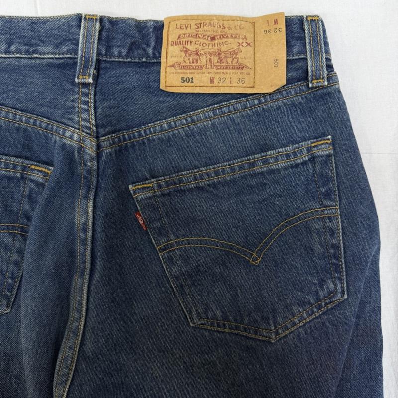 リーバイス Levi s パンツ デニム、ジーンズ 90s USA製 501-0000 ストレートデニムパンツ W32 L36 ボタンフライ ヒゲ 32インチ 無地 インディゴ / インディゴ / Indigo メンズ USED 古着 中古 50159721